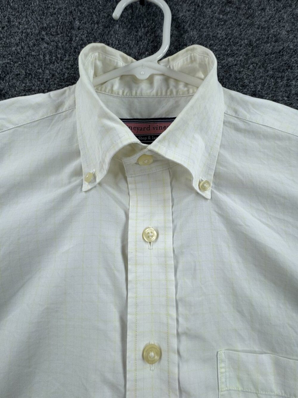 Vineyard Vines White Yellow Logo Check Murray Men Button-Down Medium Shirt Adult
